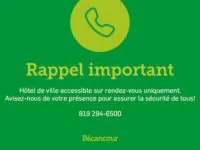 Rappel – rendez-vous nécessaire pour venir nous rencontrer !